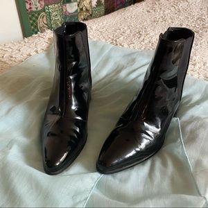 Black patent leather booties size 5